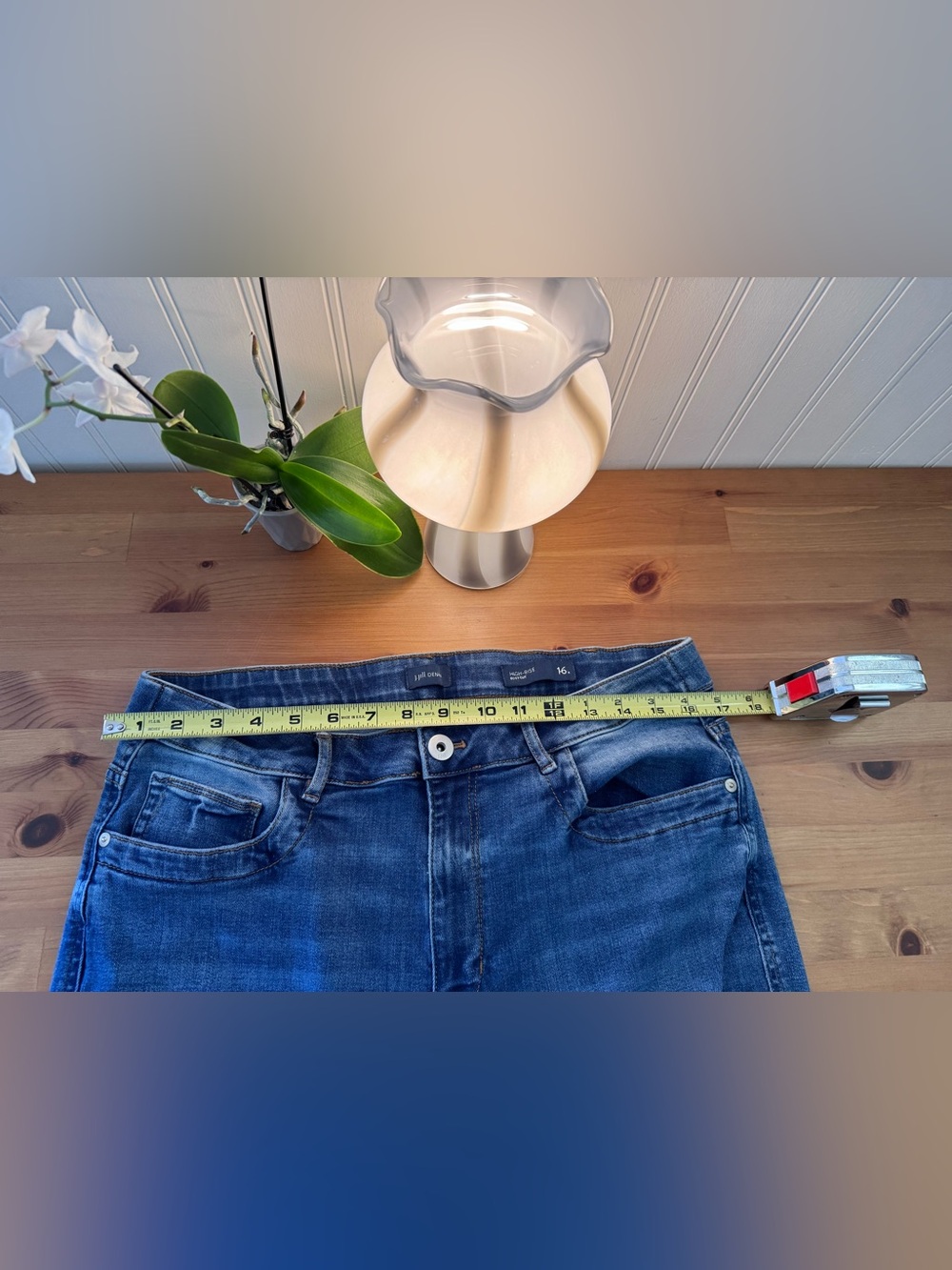 J. Jill Denim Blue High Rise Bootcut Raw Hem Jeans Size 16 - Picture 4 of 9